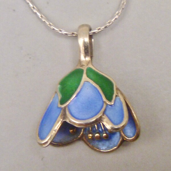 Vintage David Andersen Enamel Flower on Sterling Chain