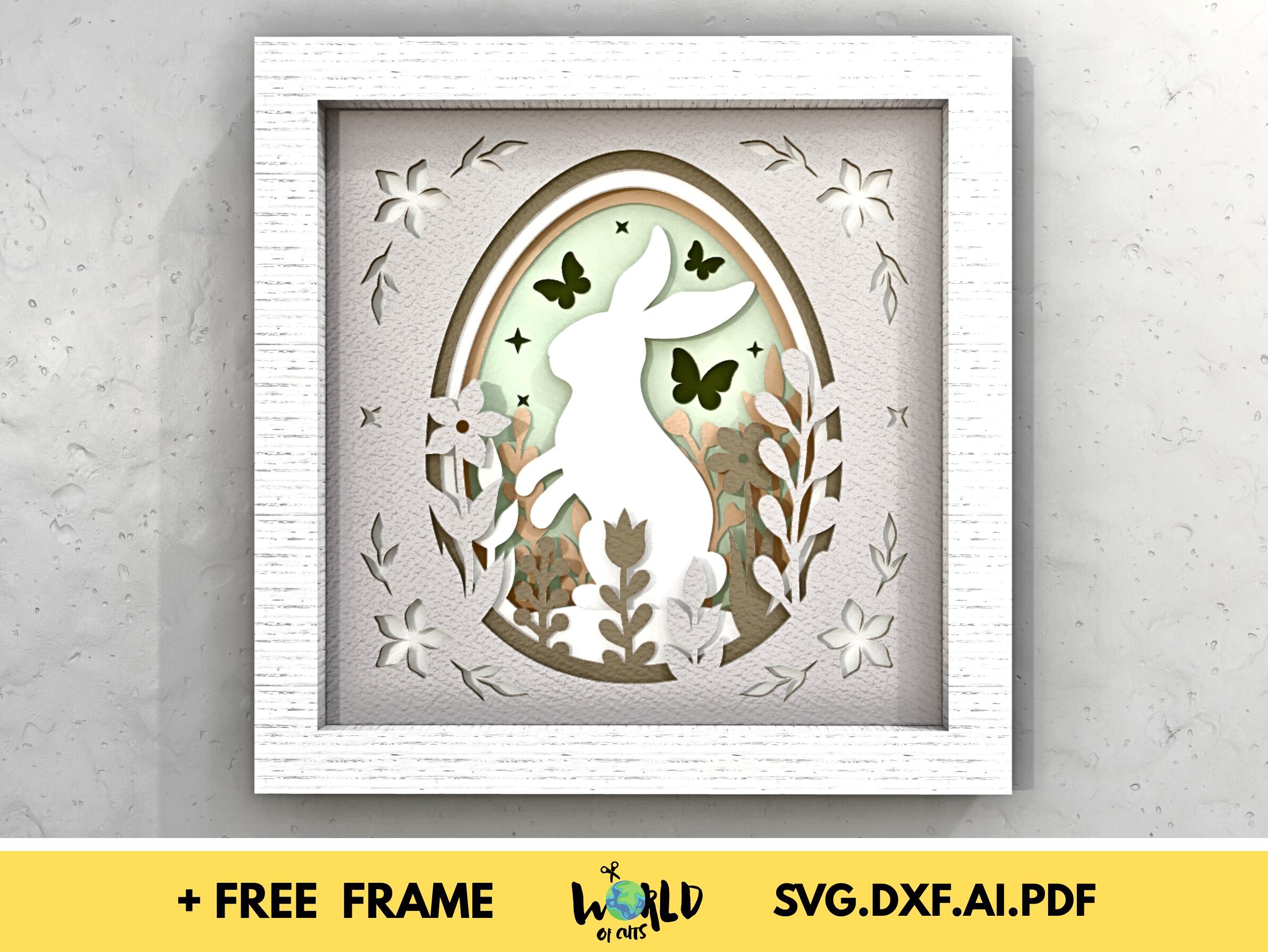 3D Easter Bunny Shadow Box SVG Template (digital Download) - Etsy