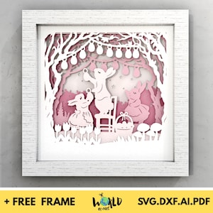 Super Cute Easter Shadow Box svg Easter Paper Cut Light Box Cricut Files 3D Easter Shadow Box Layered Cardstock svg for Cricut, DIY GIFT