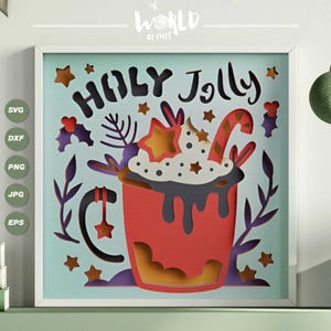 3D Hot Cocoa Shadow Box SVG: Winter Paper Cut File (Digital Download)
