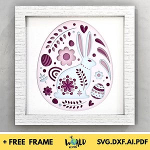 Superposition de couches de lapin de Pâques avec boîte d'ombre en papier découpé de lapin de Pâques pour cricut fichiers 3D de lapin de Pâques avec boîte d'ombre en papier cartonné svg pour Cricut,