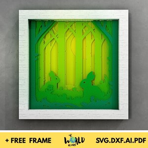 Easter Forest 3D Shadow box svg Easter paper cut light box cricut files 3D Easter shadow box layered cardstock svg for Cricut for Silhouette