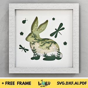 Caixa de sombra 3D de coelho de Páscoa SVG Caixa de luz de corte de papel de coelho Arquivos Cricut Caixa de sombra 3D de Páscoa em camadas Cartão SVG para Cricut para Silhouette
