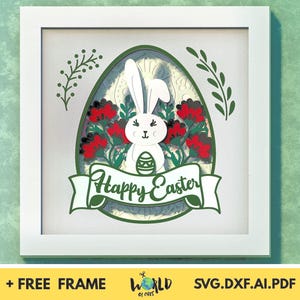 Fichiers 3D de boîte à ombre de Pâques lapin Pâques papier découpé pour cricut Fichiers de Pâques boîte à ombre de Pâques en couches de papier cartonné svg pour Cricut, pour Silhouette