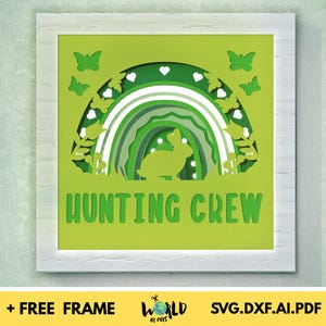 3D Pâques chasse équipage Shadow Box, Joyeuses Pâques SVG, Pâques Shadowbox, Shadow Box religieux, fichiers pour Cricut avec instructions faciles
