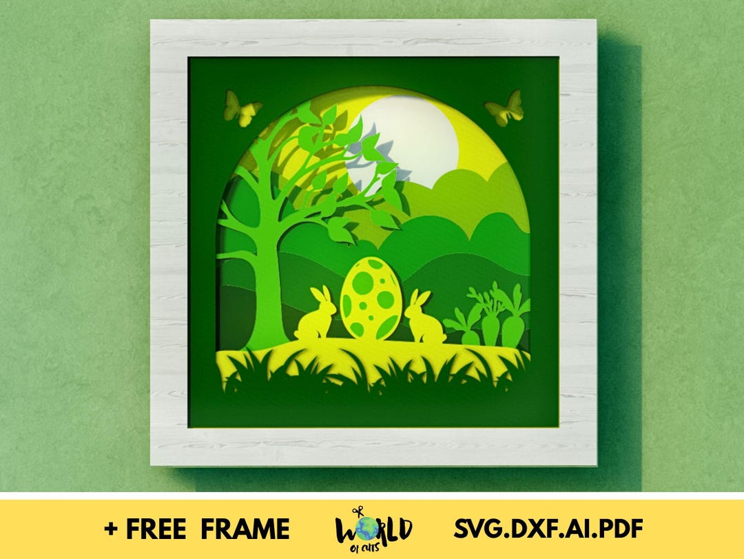 3D Easter Egg Shadow Box Svg Easter Paper Cut Light Box Cricut Files 3D ...