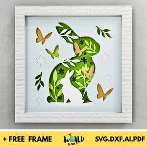 Spring Bunny 3D Shadow Box SVG Digital Layered Papercut Template for DIY Handmade Gifts Personalized Decorations for Easter Celebration