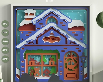 Christmas Toy Shop Shadow Box SVG: Layered Papercut (Digital Download)
