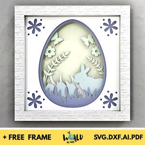 Caja de sombras de huevo de Pascua, SVG de Pascua, caja de sombras de conejito de Pascua, caja de sombras religiosa, archivos para Cricut con instrucciones sencillas
