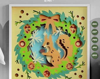 3D Squirrel Shadow Box Template: Papercut SVG (Digital Download)