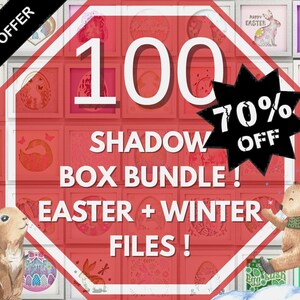 Lot de 100 Shadow Box SVG 3D Shadow Box Bundle de fichiers papier découpés Modèle en couches pour Cricut meilleurs fichiers 3D Shadow Box
