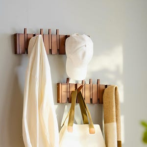 Solid Wood Coat Hanger, Piano Coat Hat Towel Hanger, Piano Key Coat Rack, Midcentury Modern Wall Decor, Wall Mounted Entryway Coat Hooks