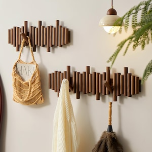 Walnut Wood Piano Coat Hanger, Rustic Coat Hanger, Modern Coat Rack, Piano Key Coat Rack, Decorative Wall Mount Coat Rack, Minimalist Hanger
