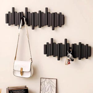 Black Wood Modern Coat Hanger, Piano Coat Hanger, Piano Key Coat Rack, Minimalist Wall Hook Coat Hanger, Wall Mounted Piano Rack, Wall Hooks