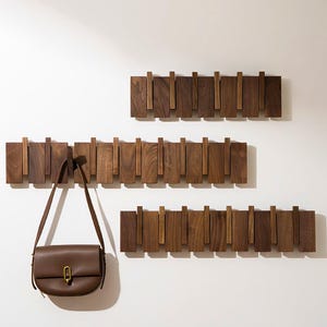 Solid Wood Coat Hanger, Flip Down Hook Coat Rack, Piano Key Coat Hanger, Piano Coat Rack, Wall Mounted Piano Key Coat Rack, Magnetic Hook