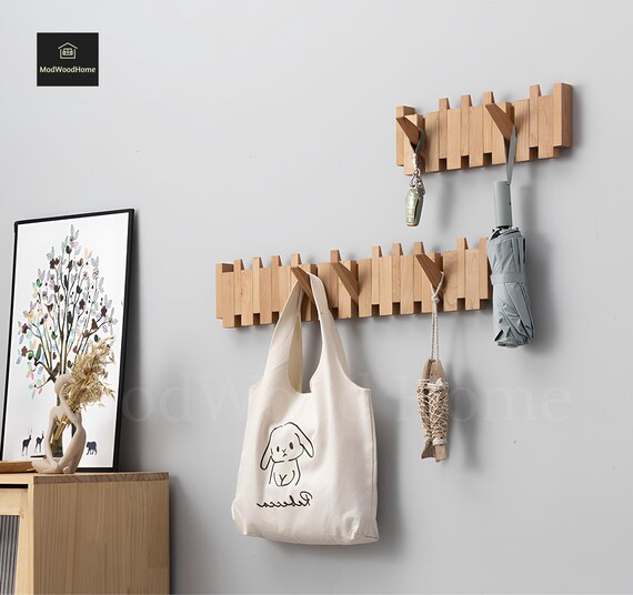 Cherry Wood Piano Coat Hanger, Piano Key Coat Rack, Wall Mounted