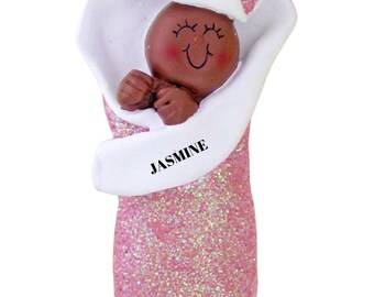 Personalized Baby's First Christmas Ornament: Glitter Bunting