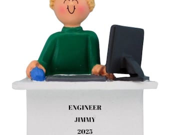 Personalized Engineer Ornament: Computer User, New Job Gift, Christmas Gift