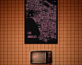 Pink and Black Los Angeles Street Map - Digital File