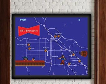 Retro San Fernando Valley Brewery Map - Digital File