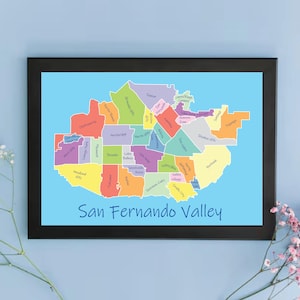 Carte colorée du quartier de la vallée de San Fernando - fichier numérique