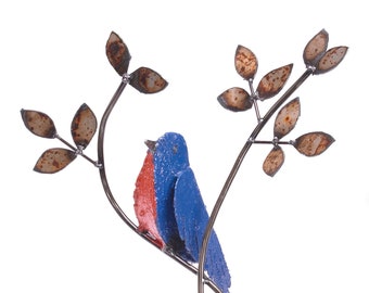 Ornithology Art Bluebird Freestanding Sculpture Metal Art for Bird Lovers