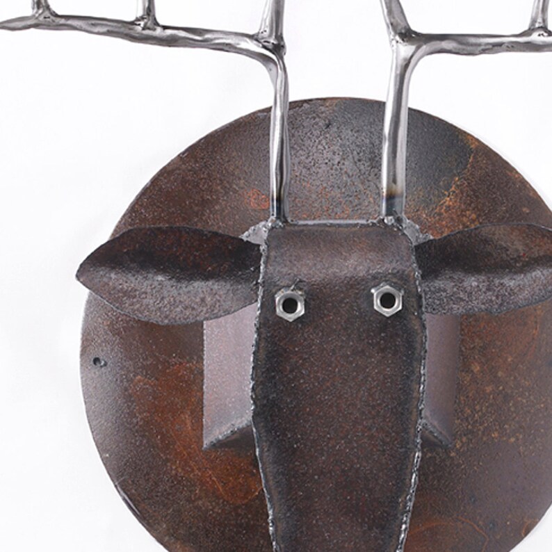 Wall Sculpture Deer Head Art Metal Mounted Animal Head Earth Etsy