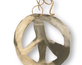Peace Sign Steel Christmas Ornament, Holiday Tree Decor Gift Topper, Group Gift