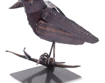 Freestanding Sculpture Raven Metal Bird Outdoor Art