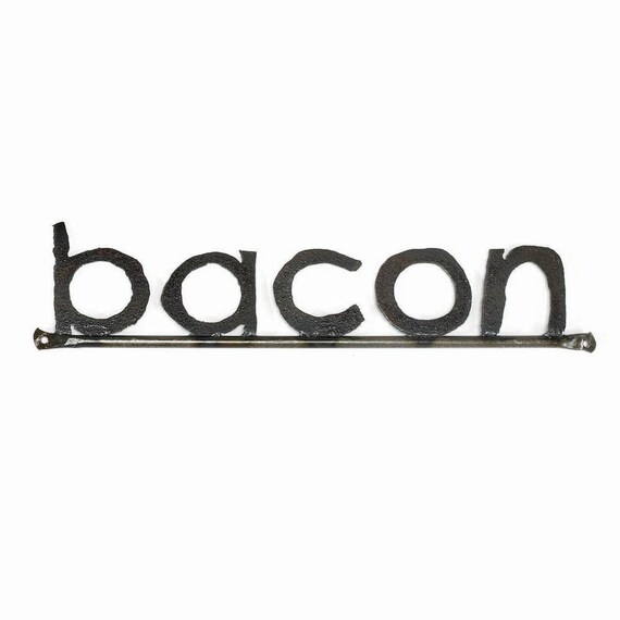Items similar to Metal Typography Bacon Word Sign on Etsy