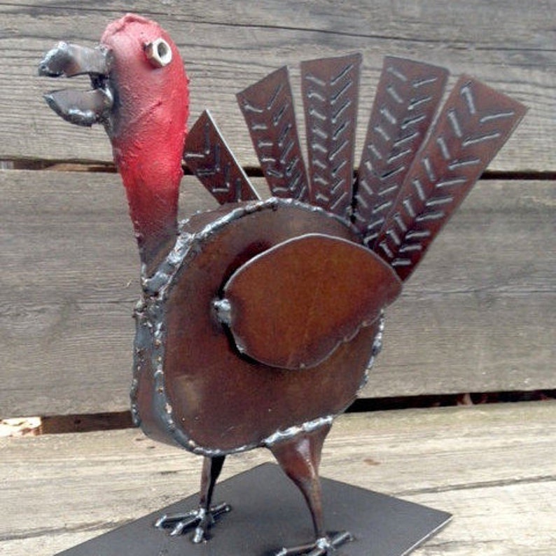 Art Metal Freestanding Turkey Sculpture Mantle Decor Rustic Etsy