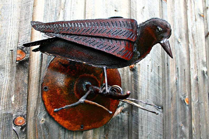 Art Metal Raven Bird Wall Sculpture Home Decor Etsy