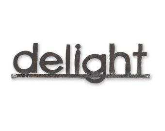 Wall Sign Delight Sign Decorative Metal Word Sign