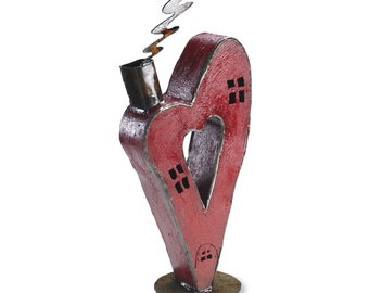 Freestanding Art Sculpture 3D Metal Art Home in the Heart