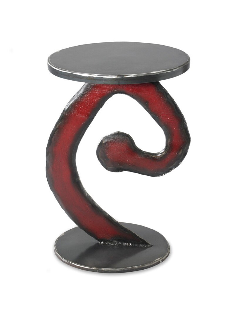 End Table Reclaimed Swirl Metal Tall Side Table image 2