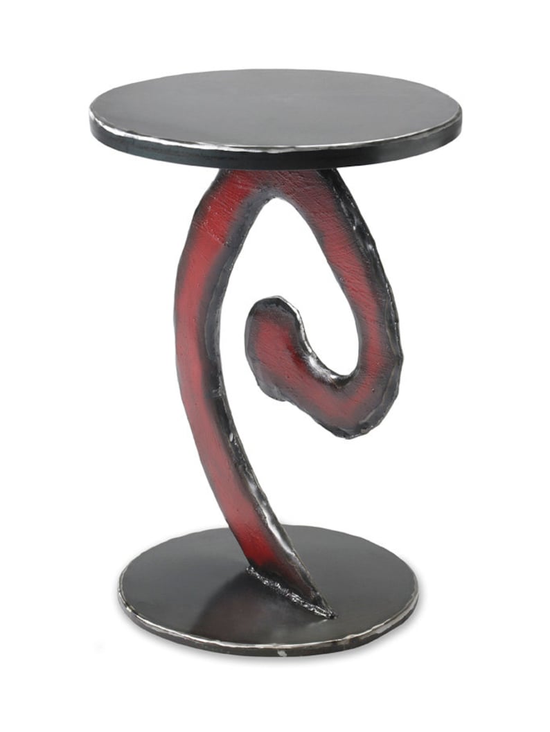 End Table Reclaimed Swirl Metal Tall Side Table Plant Stand Etsy