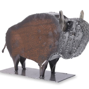 Tabletop Metal Wild Buffalo, Bison Steel Art Sculpture