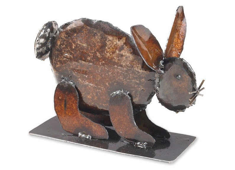 Freestanding Art Rabbit Metal Sculpture Easter Spring Decor image 1