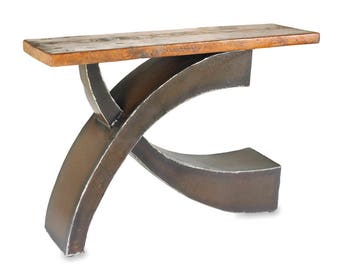 Console Table Wood and Metal Counterbalance Statement Entry Table