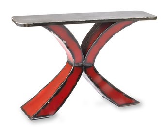 Metal Table Red X Console Modern Red Entry or Console Table