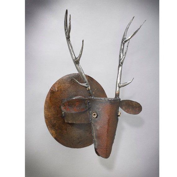 Metal Sculpture Wall Mount Elk Head Large Wall Sculpture Etsy