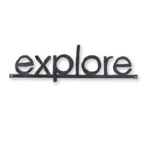 Enseigne verbale en métal Explore : oeuvre d&#39;art murale en acier de récupération