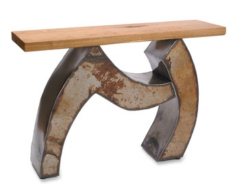 Statement Console Table Cooperation Entryway Wood and Metal Table