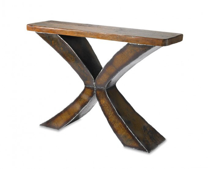 Wood & Metal X Console Table Reclaimed Wood and Metal Entry Etsy