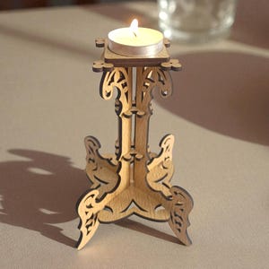 Laser Cut Tealight Holder SVG DXF AI Files: Wooden Candle Holder (Digital Download)