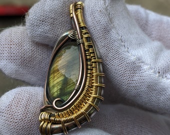 Labradorite Wire wrap- Sterling Silver- Copper- Bronze