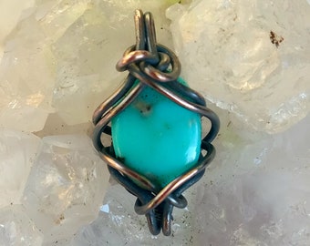 TURQUOISE- Thumbnail Wire-wrapped Pendant Collection #005