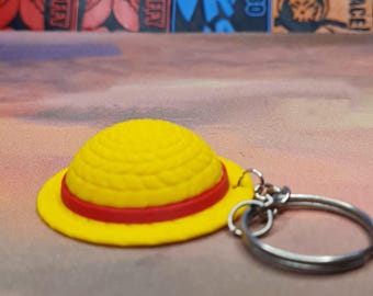 3D Printed Straw Hat Keychain | Monkey D. Luffy Keyring | Anime Fan Gift