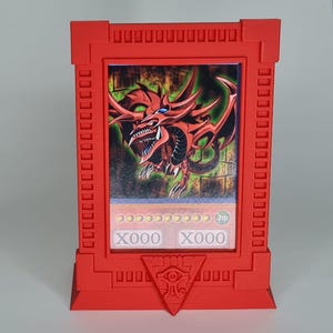 Red Card Display Set – Slifer Edition – Includes Framed Sky Dragon Card – Premium 3D Stand + Card Combo – Collector Display Piece