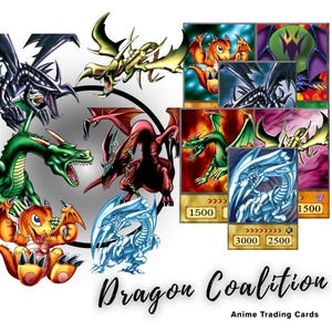 Yu-Gi-Oh! Baralho de Dragão – 15 Cartas de Anime – Olhos Azuis, Dragão Mil, Dragão Vermelho, Mago do Tempo e Mais – Conjunto de Mini Dragões Colecionáveis